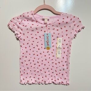 ❤️3/$15 NWT Cat & Jack Short Sleeve Shirt- Light Pink Floral S(6//7)